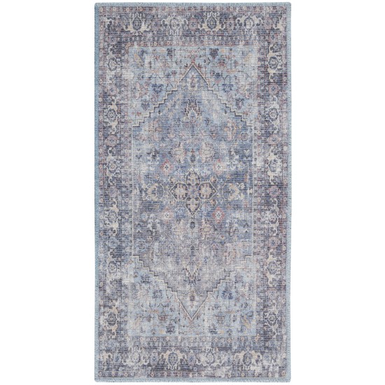 Nicole Curtis Series 1 SR104 Area Rug, Light Grey/Blue, 2' x 3'9"