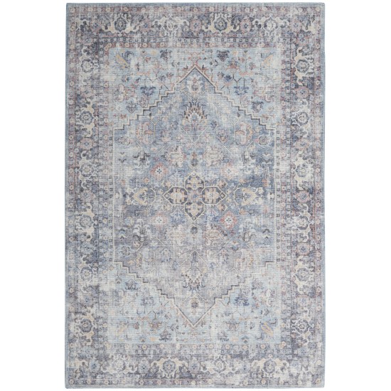 Nicole Curtis Series 1 SR104 Area Rug, Light Grey/Blue, 4' x 6'