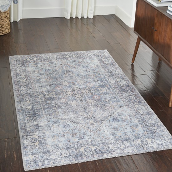 Nicole Curtis Series 1 SR104 Area Rug, Light Grey/Blue, 4' x 6'