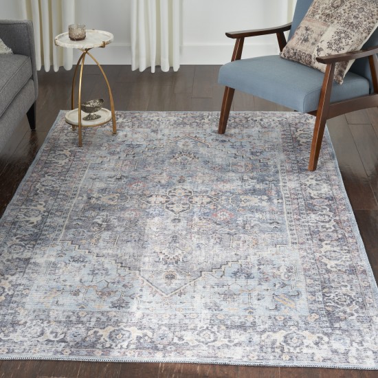 Nicole Curtis Series 1 SR104 Area Rug, Light Grey/Blue, 5'3" x 7'3"