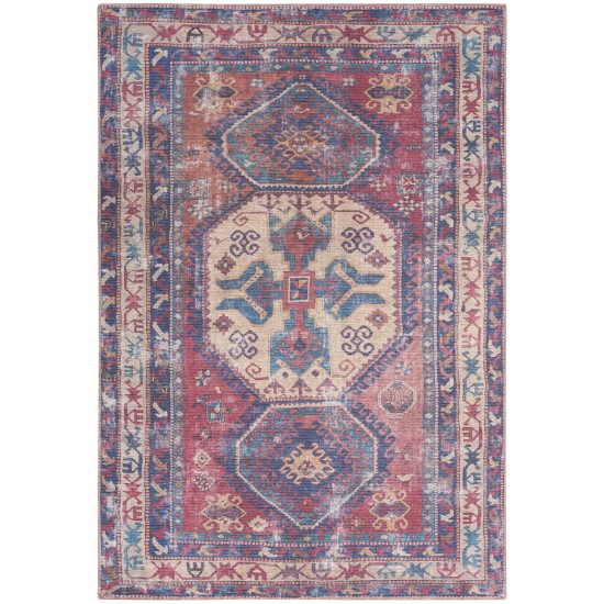 Nicole Curtis Series 1 SR105 Area Rug, Red/Navy, 4' x 6'