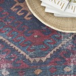 Nicole Curtis Series 1 SR105 Area Rug, Red/Navy, 7'10" x 9'10"