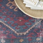 Nicole Curtis Series 1 SR105 Area Rug, Red/Navy, 9'2" x 12'