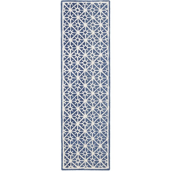 Nicole Curtis Series 2 SR201 Runner Rug, Blue, 2'3" x 8'