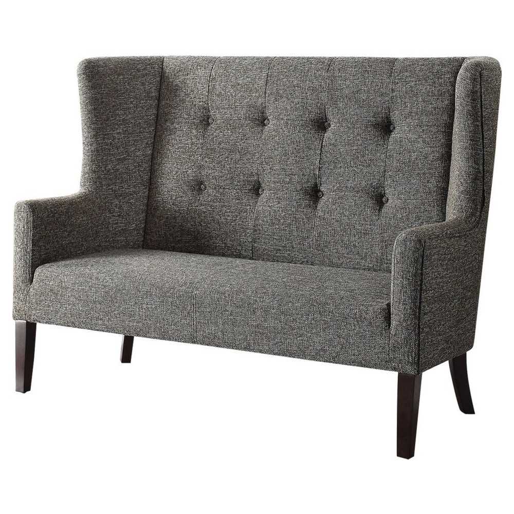 ACME Paloma Settee, Gray Fabric & Espresso