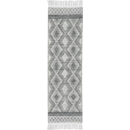 Nicole Curtis Series 3 SR301 Runner Rug, Grey/Ivory, 2'3" x 8'