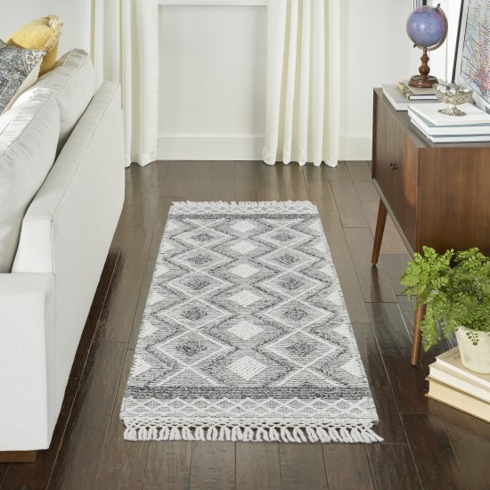 Nicole Curtis Series 3 SR301 Runner Rug, Grey/Ivory, 2'3" x 8'