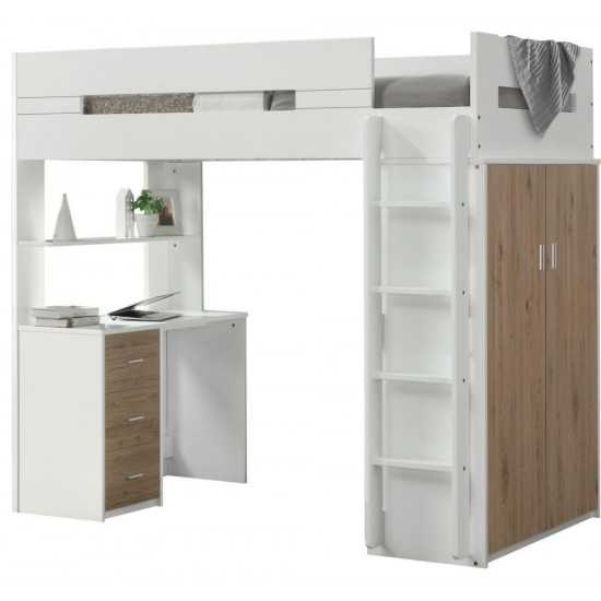 ACME Nerice Loft Bed, White & Oak