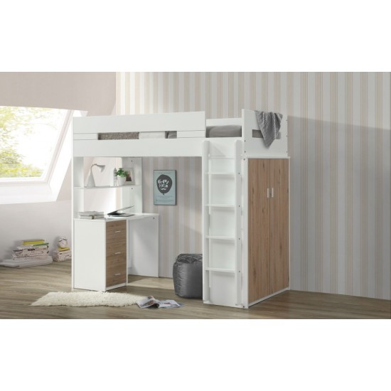 ACME Nerice Loft Bed, White & Oak