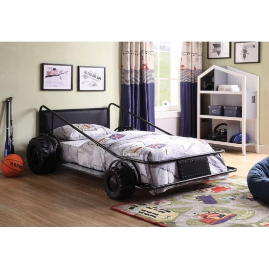 ACME Taban Twin Bed, Black & Black PU