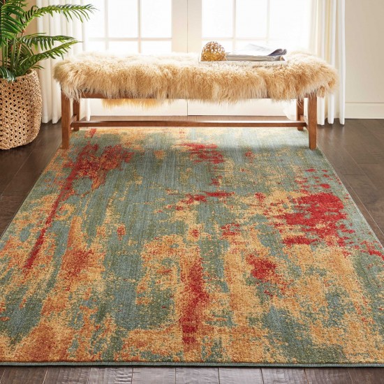 Nourison Somerset ST91 Area Rug, Teal/Multicolor, 5'3" x 7'5"