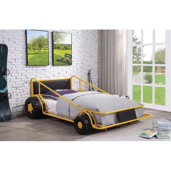 ACME Taban Twin Bed, Yellow & Black PU