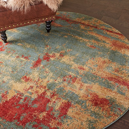 Nourison Somerset ST91 Area Rug, Teal/Multicolor, 5'6" x Round