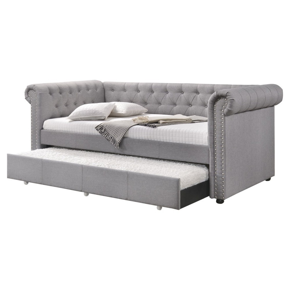 ACME Justice Daybed & Trundle (Twin Size), Smoke Gray Fabric