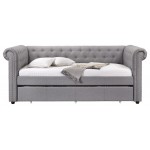 ACME Justice Daybed & Trundle (Twin Size), Smoke Gray Fabric