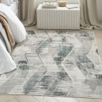 Nourison Thalia THL01 Area Rug, Grey/Beige, 6' x 9'