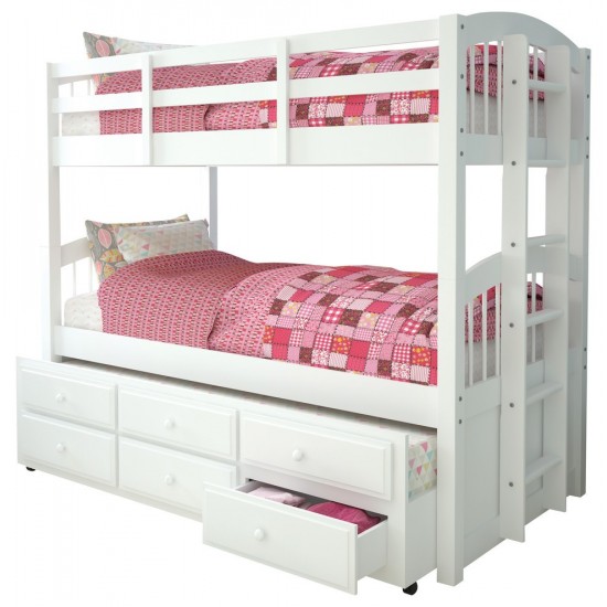 ACME Micah Twin/Twin Bunk Bed & Trundle, White