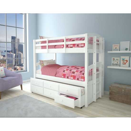 ACME Micah Twin/Twin Bunk Bed & Trundle, White