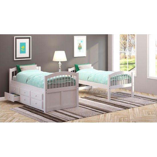 ACME Micah Twin/Twin Bunk Bed & Trundle, White