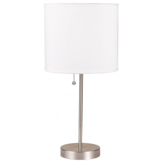 ACME Vassy Table Lamp (Set-2), White Shade, Brush Silver