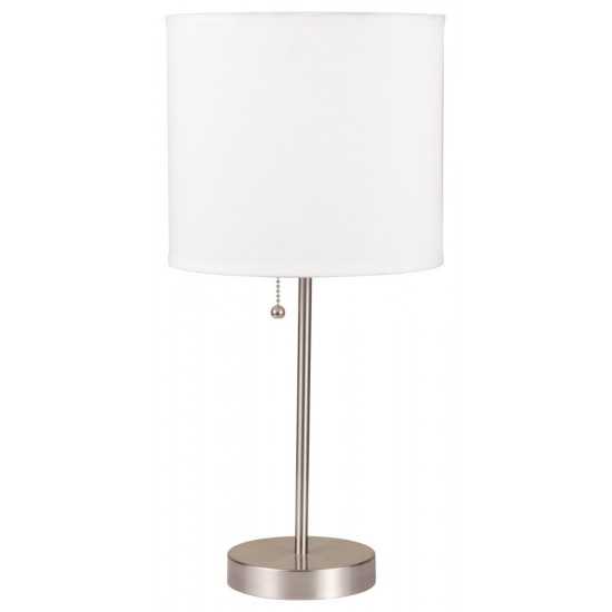 ACME Vassy Table Lamp (Set-2), White Shade, Brush Silver