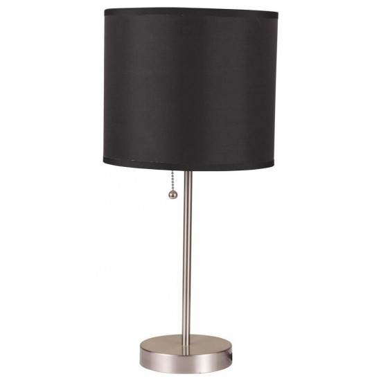 ACME Vassy Table Lamp (Set-2), Black Shade, Brush Silver
