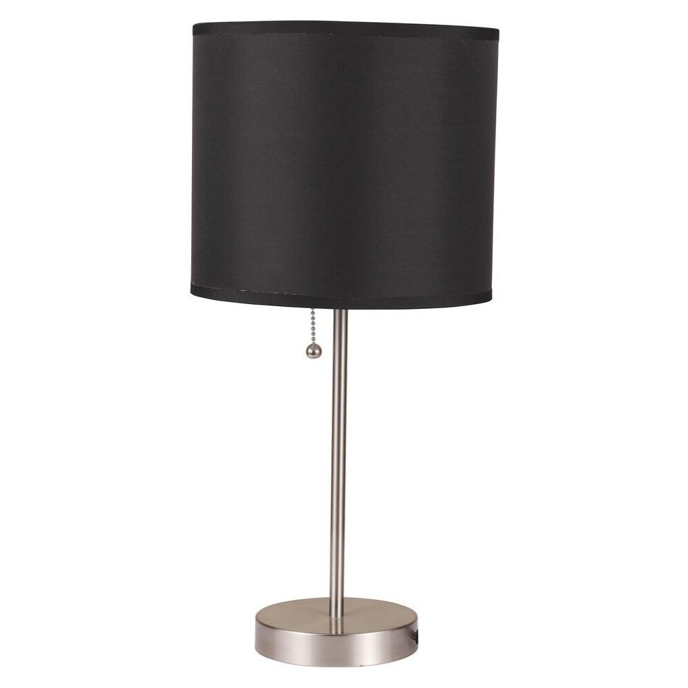 ACME Vassy Table Lamp (Set-2), Black Shade, Brush Silver ACME Vassy Table Lamp (Set-2), Black Shade, Brush Silver