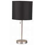 ACME Vassy Table Lamp (Set-2), Black Shade, Brush Silver