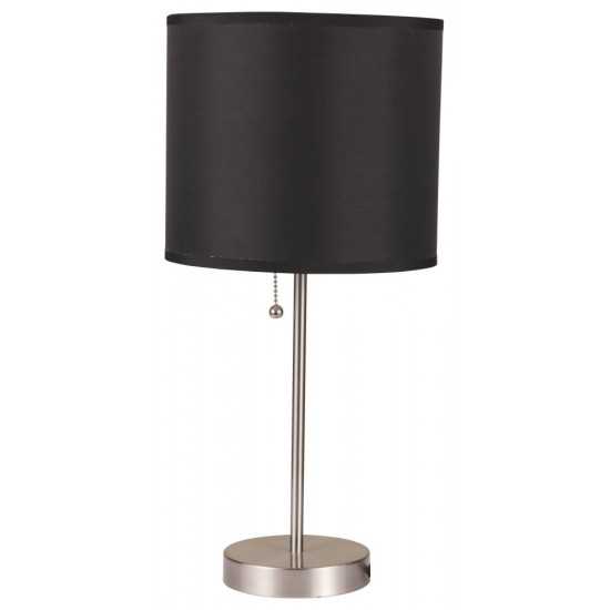 ACME Vassy Table Lamp (Set-2), Black Shade, Brush Silver