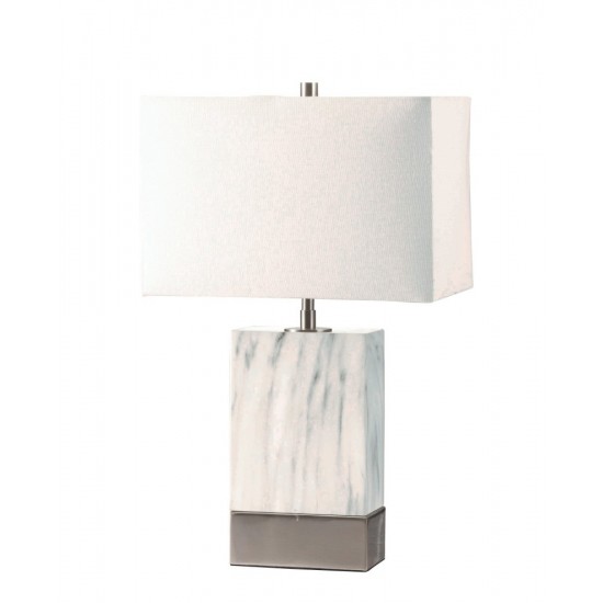 ACME Libe Table Lamp, White & Brushed Nickel