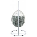 ACME Simona Patio Swing Chair with Stand, Green Fabric & White Wicker