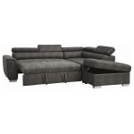 ACME Thelma Sectional Sofa w/Sleeper & Ottoman, Gray Polished Microfiber