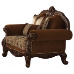 ACME Jardena Chair w/2 Pillows, Fabric & Cherry Oak