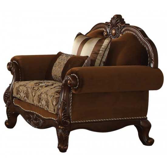 ACME Jardena Chair w/2 Pillows, Fabric & Cherry Oak