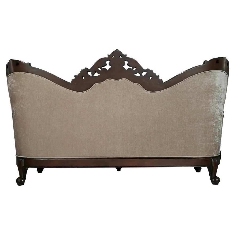 ACME Devayne Sofa w/6 Pillows, Fabric & Dark Walnut