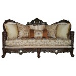 ACME Devayne Sofa w/6 Pillows, Fabric & Dark Walnut