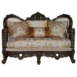 ACME Devayne Loveseat w/4 Pillows, Fabric & Dark Walnut