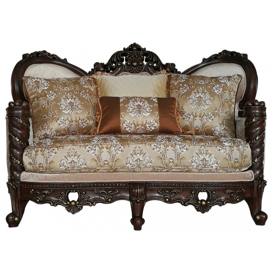 ACME Devayne Loveseat w/4 Pillows, Fabric & Dark Walnut