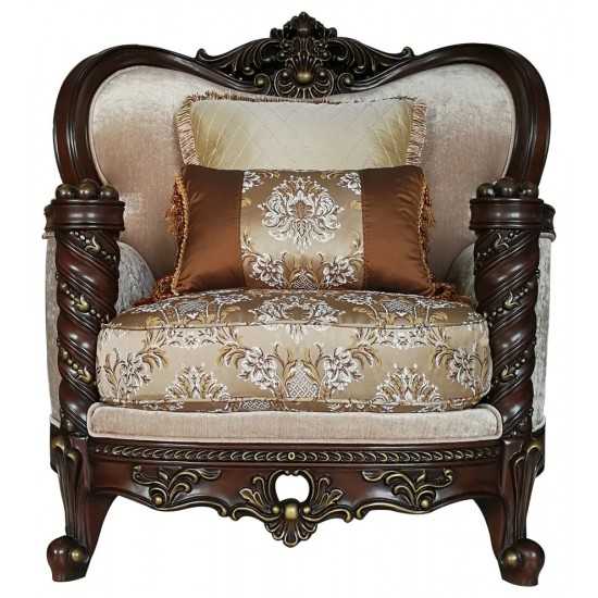 ACME Devayne Chair w/2 Pillows, Fabric & Dark Walnut