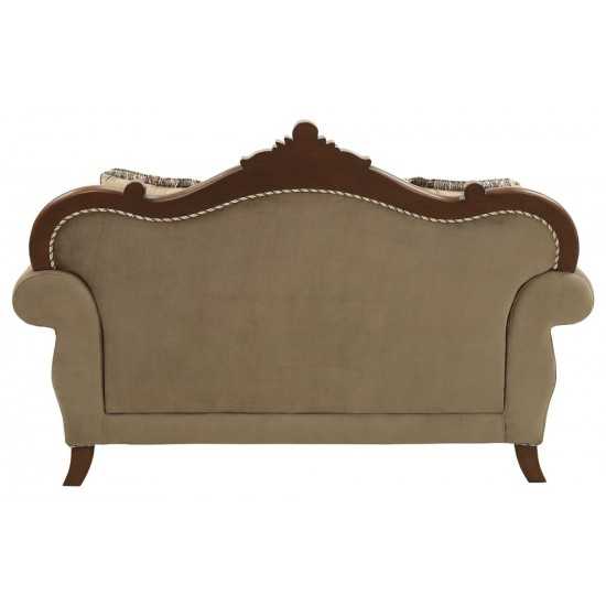 ACME Mehadi Loveseat w/6 Pillows, Fabric & Walnut