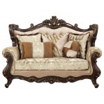 ACME Shalisa Loveseat w/5 Pillows, Fabric & Walnut