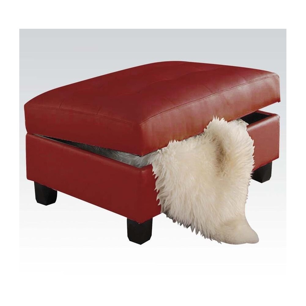 ACME Kiva Ottoman w/Storage, Red Bonded Leather Match