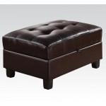 ACME Kiva Ottoman w/Storage, Black Bonded Leather Match