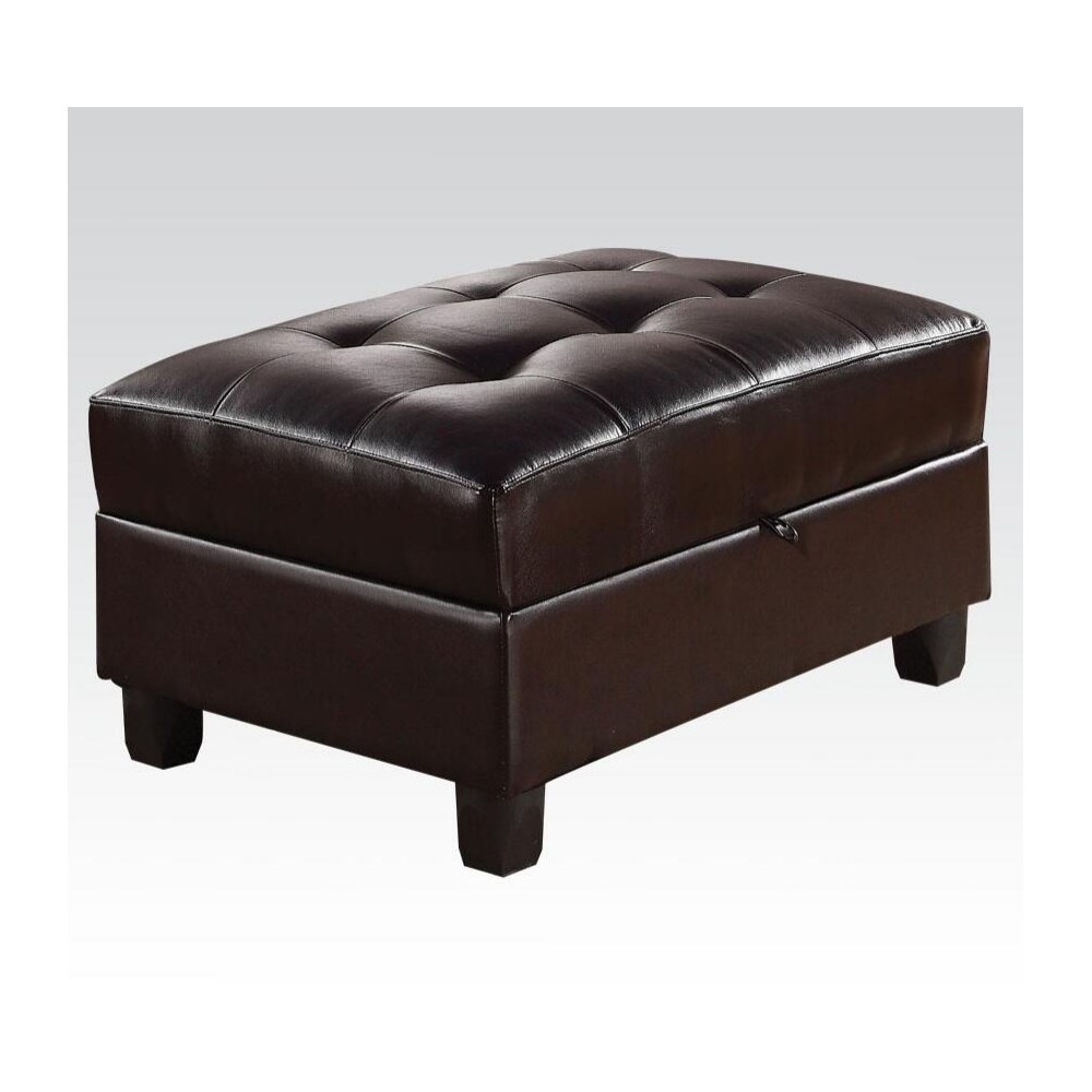 ACME Kiva Ottoman w/Storage, Black Bonded Leather Match