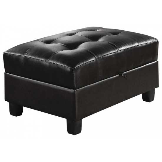 ACME Kiva Ottoman w/Storage, Black Bonded Leather Match