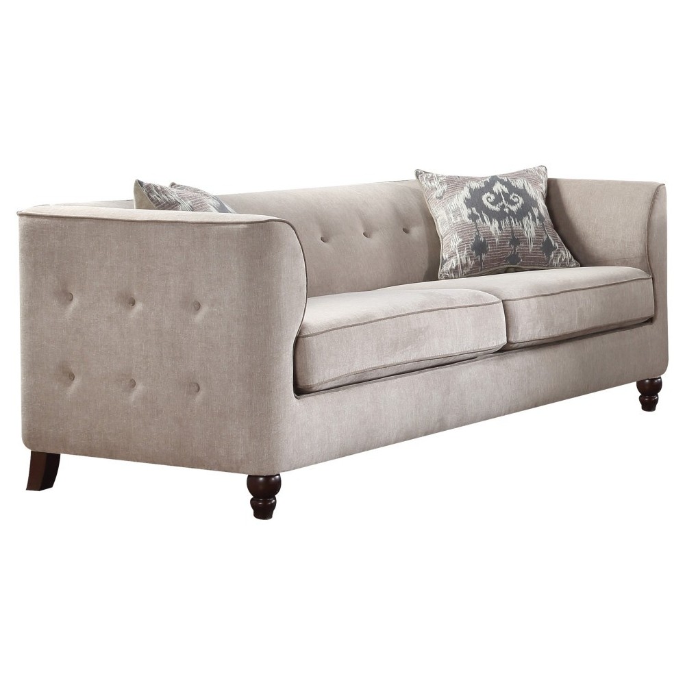 ACME Cyndi Sofa w/2 Pillows, Tan Velvet