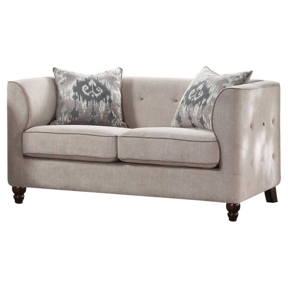 ACME Cyndi Loveseat w/2 Pillows, Tan Velvet