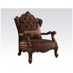 ACME Versailles Chair w/1 Pillow, Brown Velvet & Cherry Oak