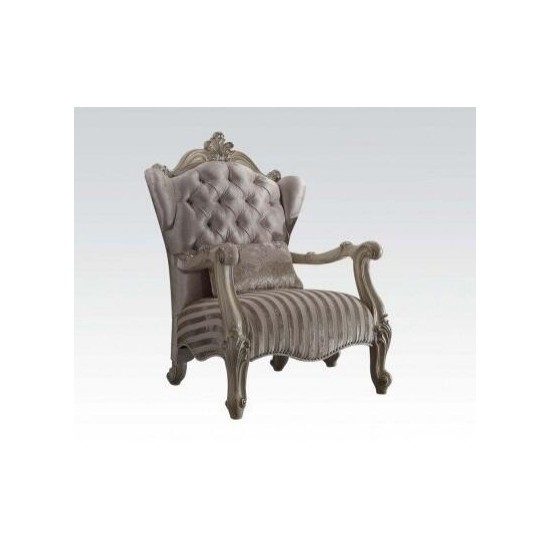 ACME Versailles Chair w/1 Pillow, Ivory Velvet & Bone White