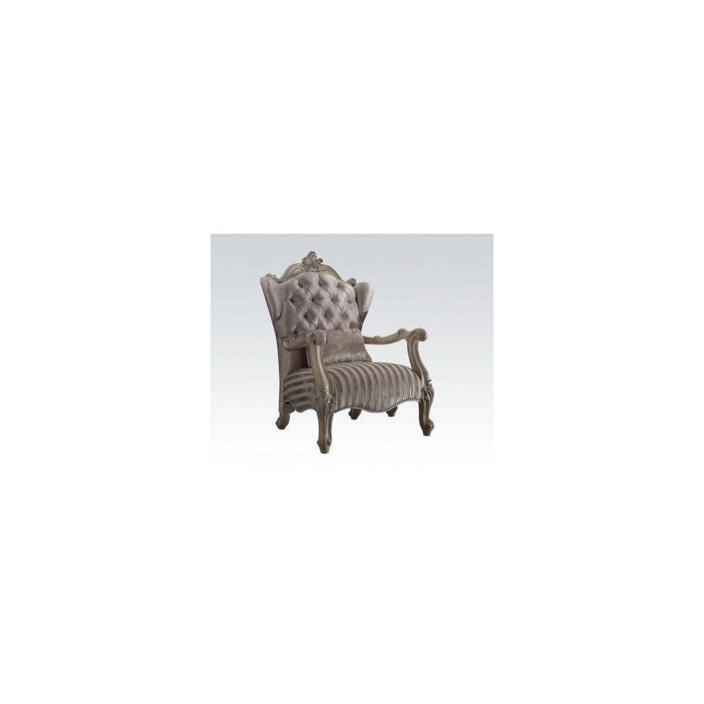 ACME Versailles Chair w/1 Pillow, Ivory Velvet & Bone White